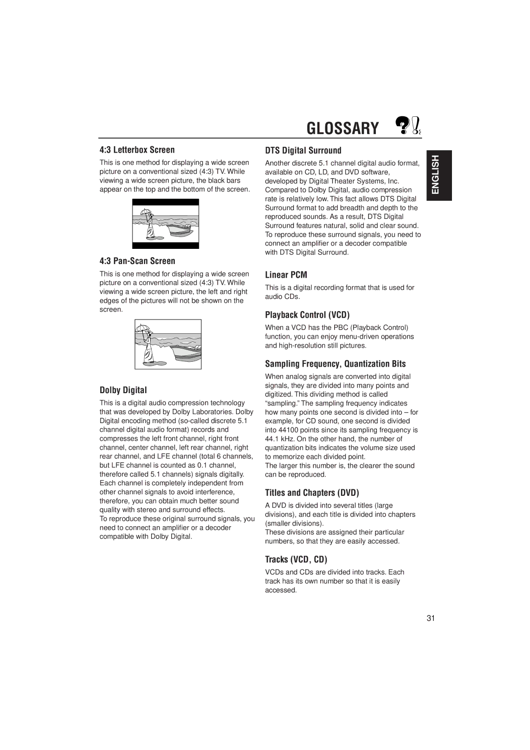 JVC KV-DV7 manual Glossary 