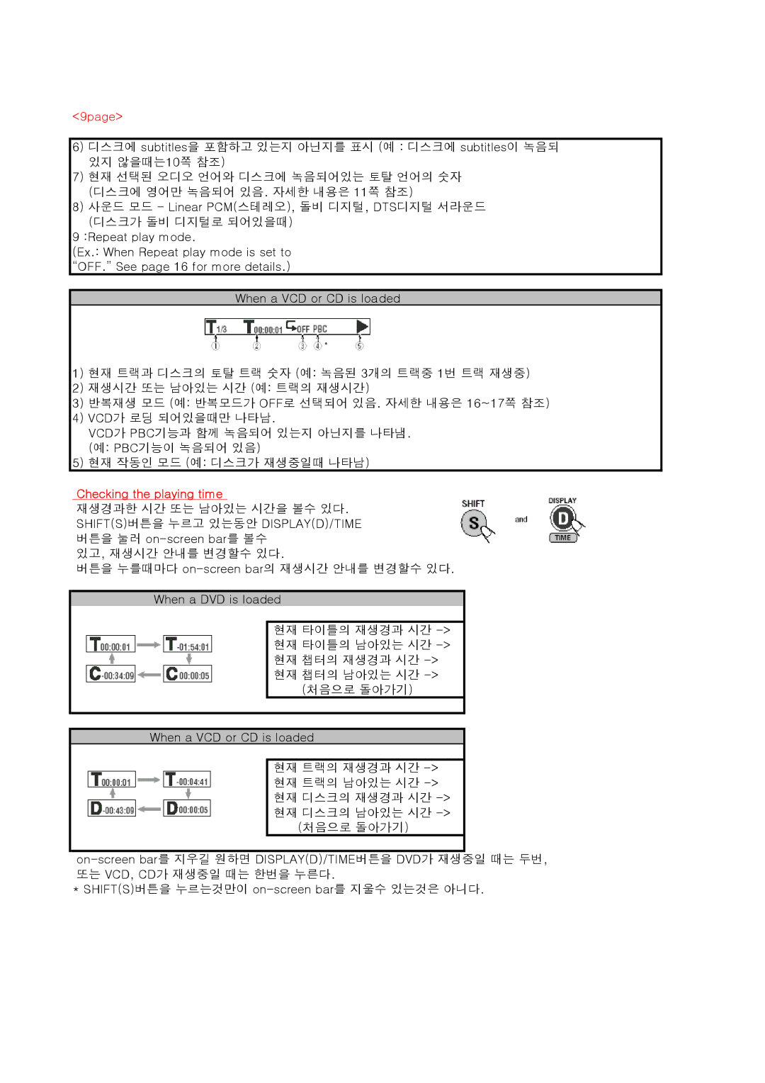 JVC KV-DV7 manual 9page, Checking the playing time 