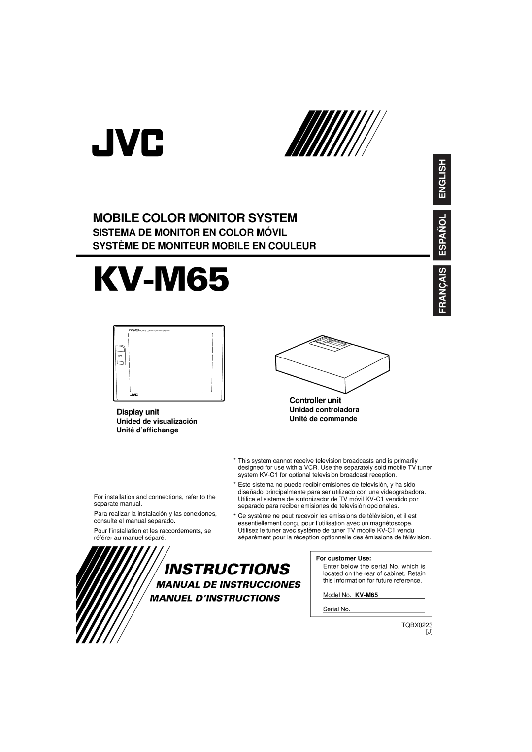 JVC KV-M65 manual 