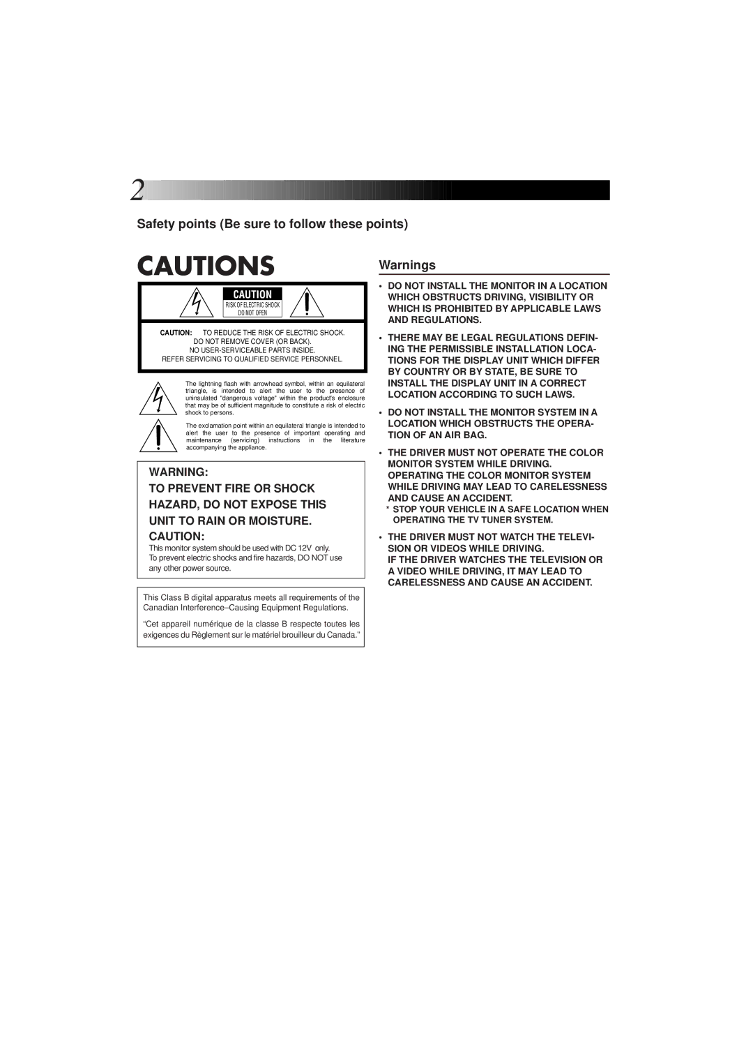 JVC KV-M65 manual Safety points Be sure to follow these points 