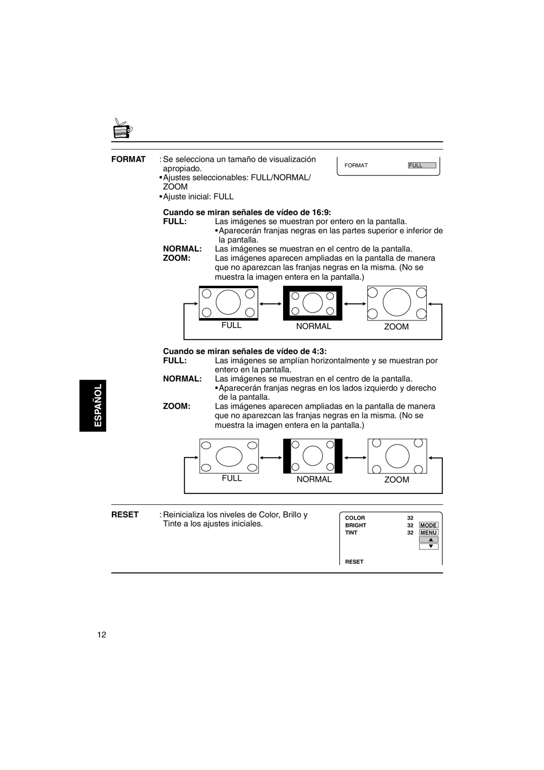 JVC KV-MH6500 manual Cuando se miran señales de vídeo de 