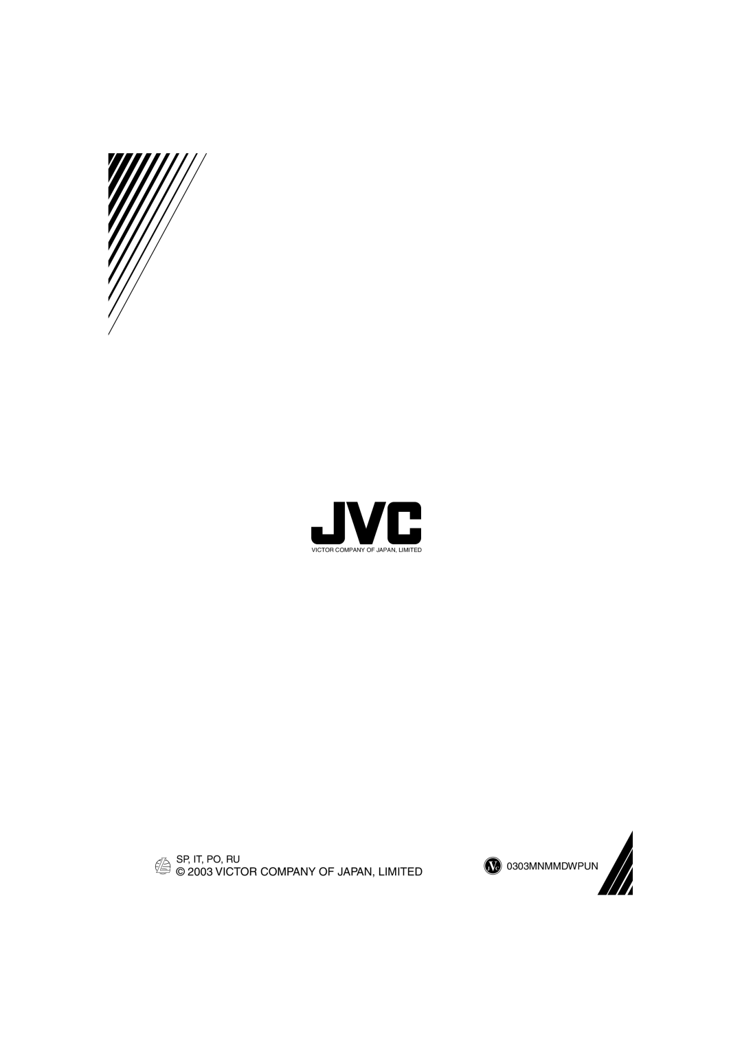 JVC KV-MH6500 manual Victor Company Of Japan, Limited, Sp, It, Po, Ru, J C 0303MNMMDWPUN 