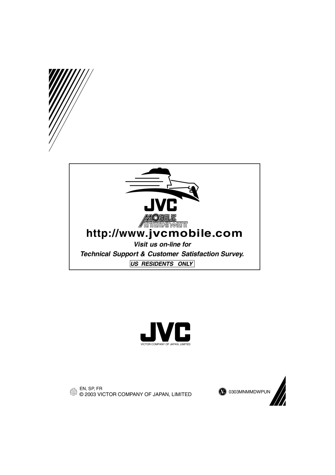 JVC KV-MR9000 manual US Residents only 