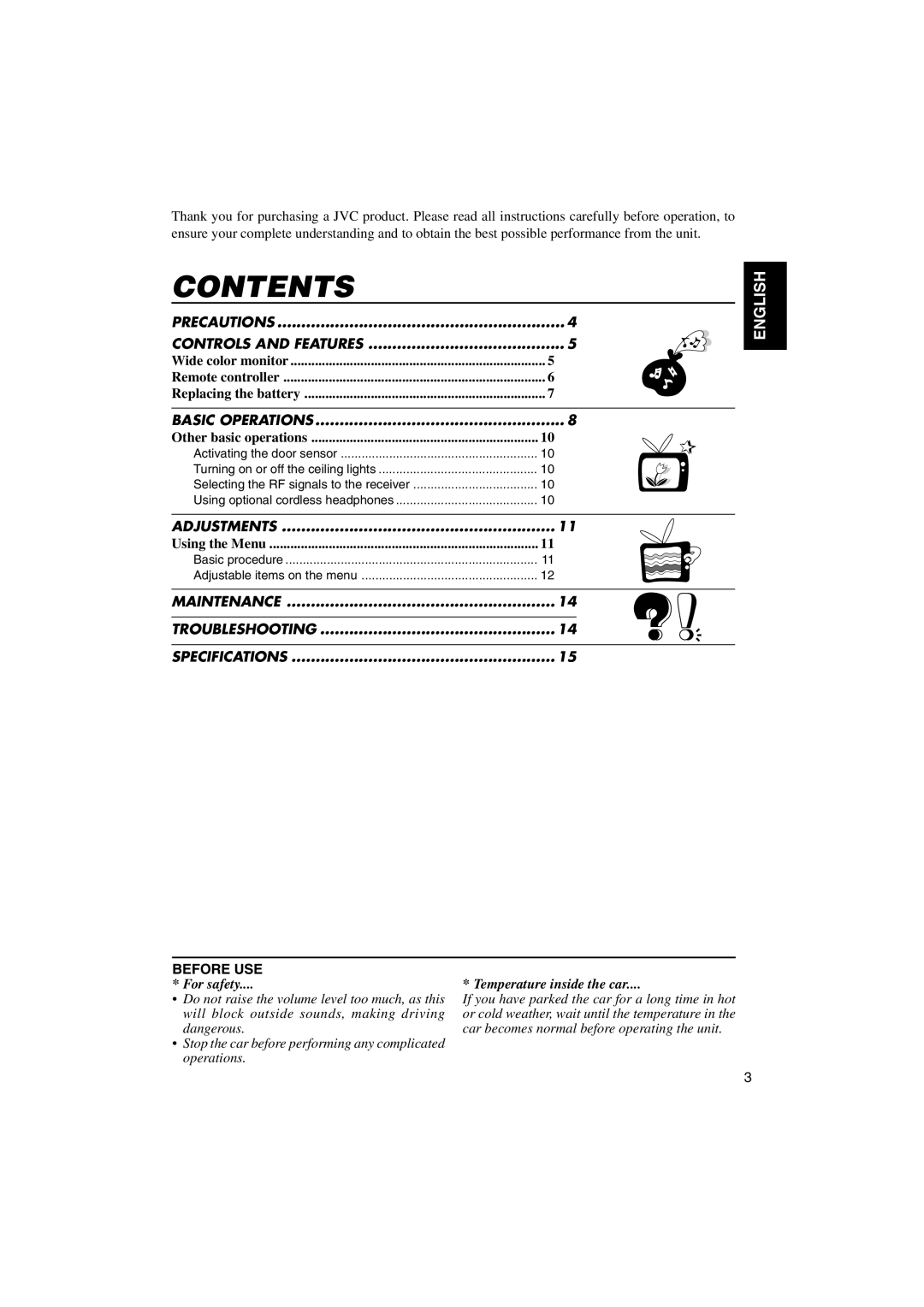 JVC KV-MR9000 manual Contents 