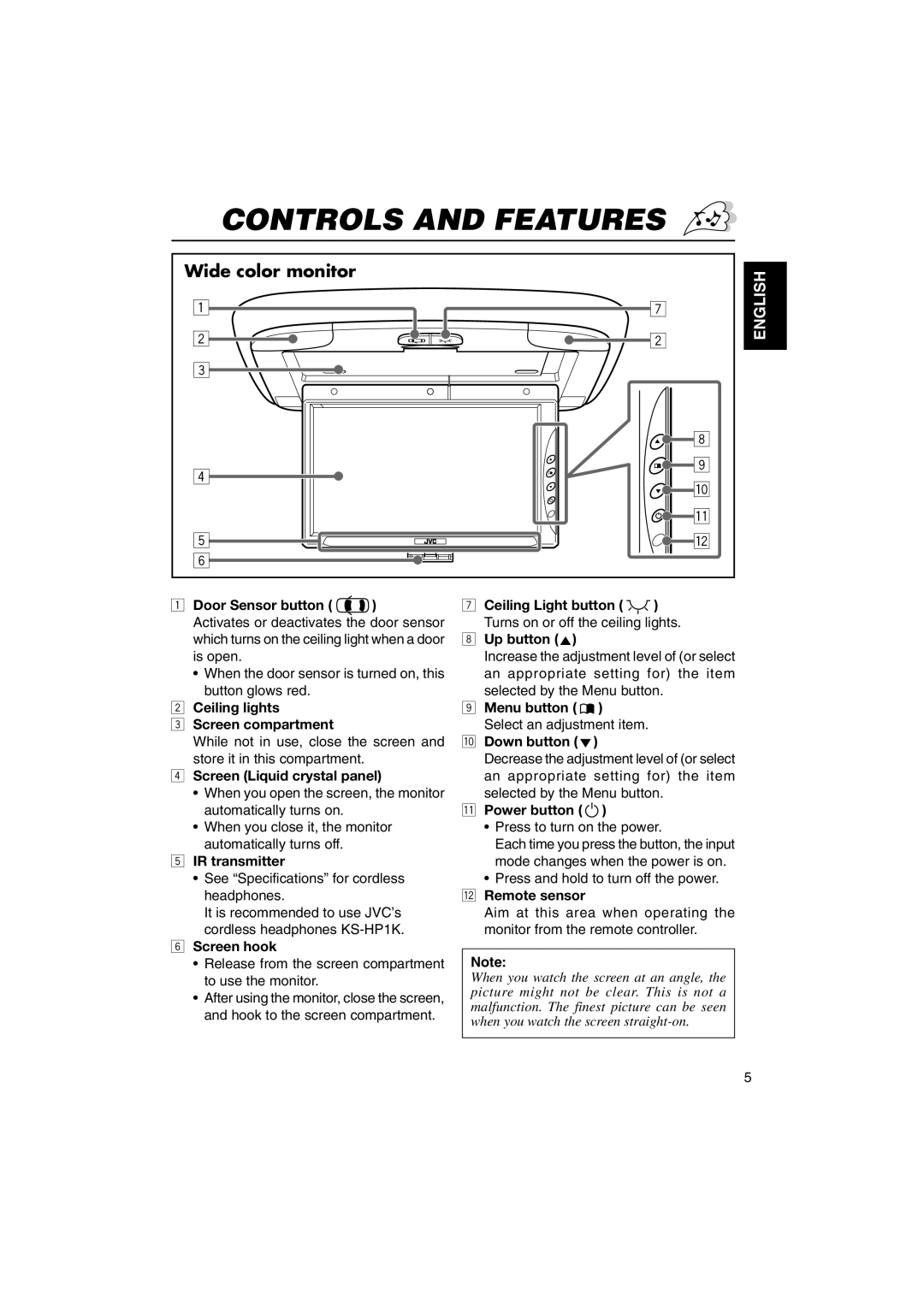 JVC KV-MR9000 manual Controls and Features 