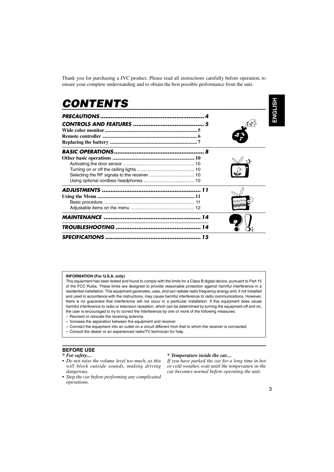 JVC KV-MR9000 manual Contents 