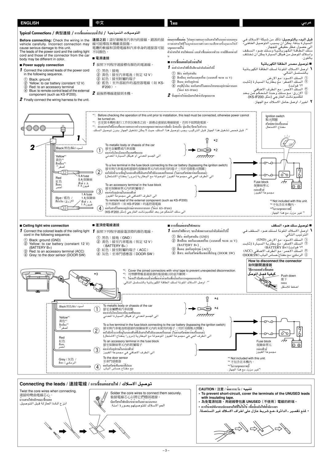 JVC KV-MR9000 manual Ceiling light wire connection, How to disconnect the connector 