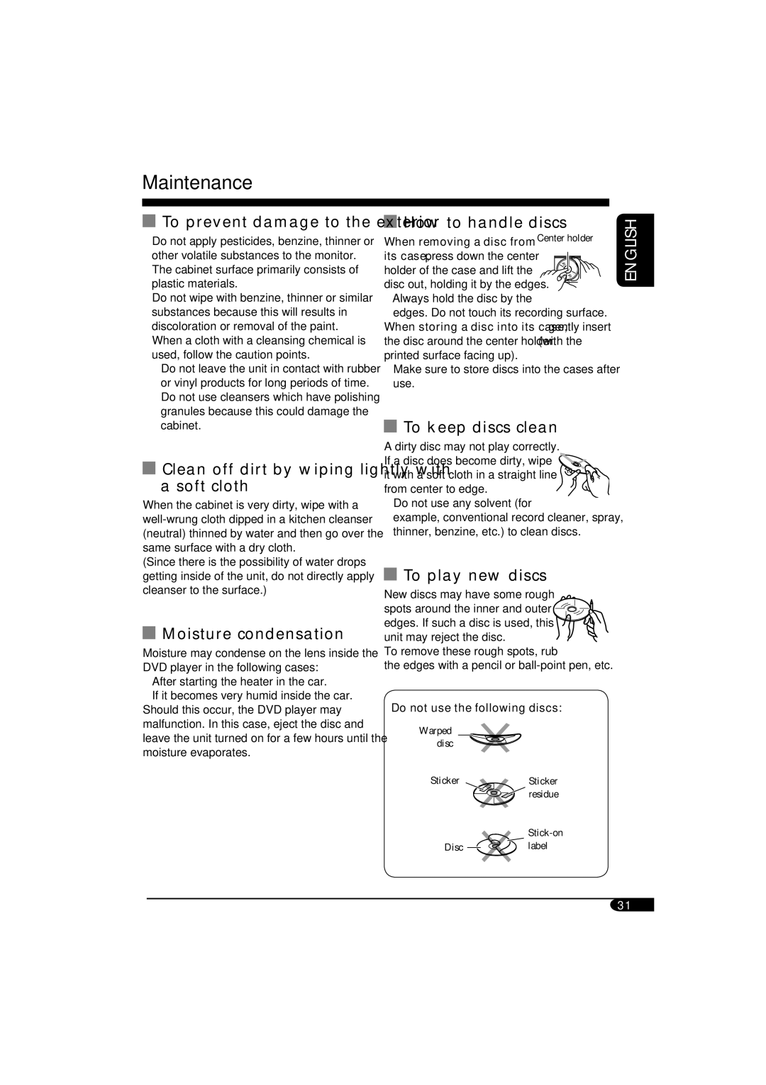 JVC KV-MRD900 manual Maintenance 