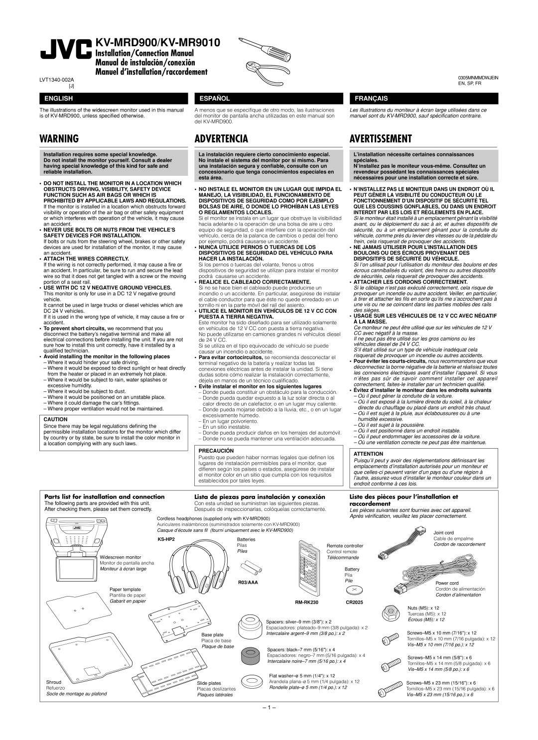 JVC manual KV-MRD900/KV-MR9010, Raccordement 