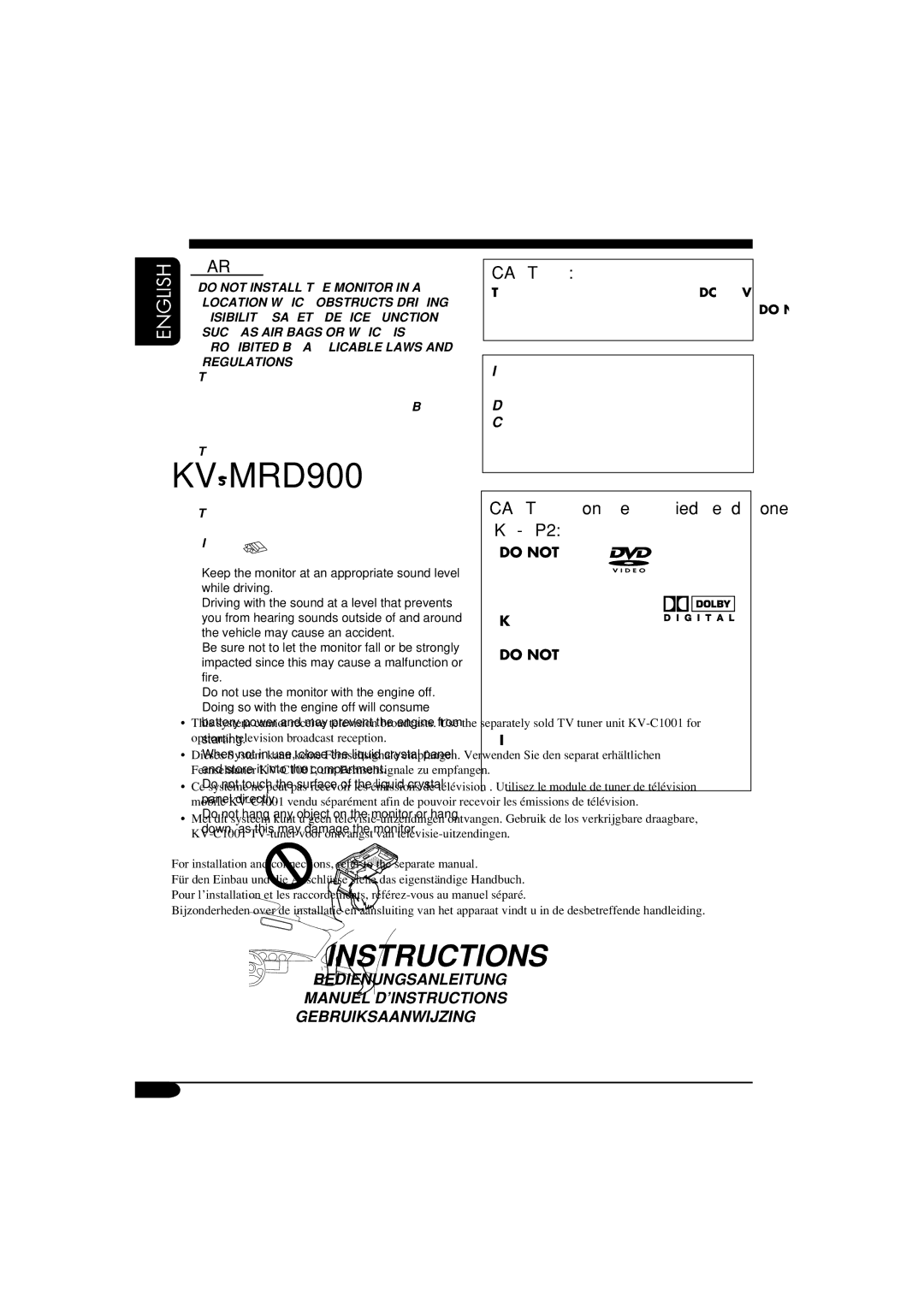 JVC KV-MRD900 manual English 