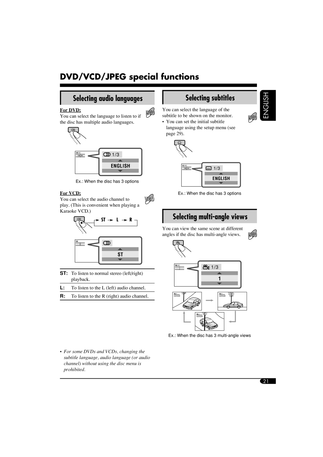 JVC KV-MRD900 manual Selecting audio languages 