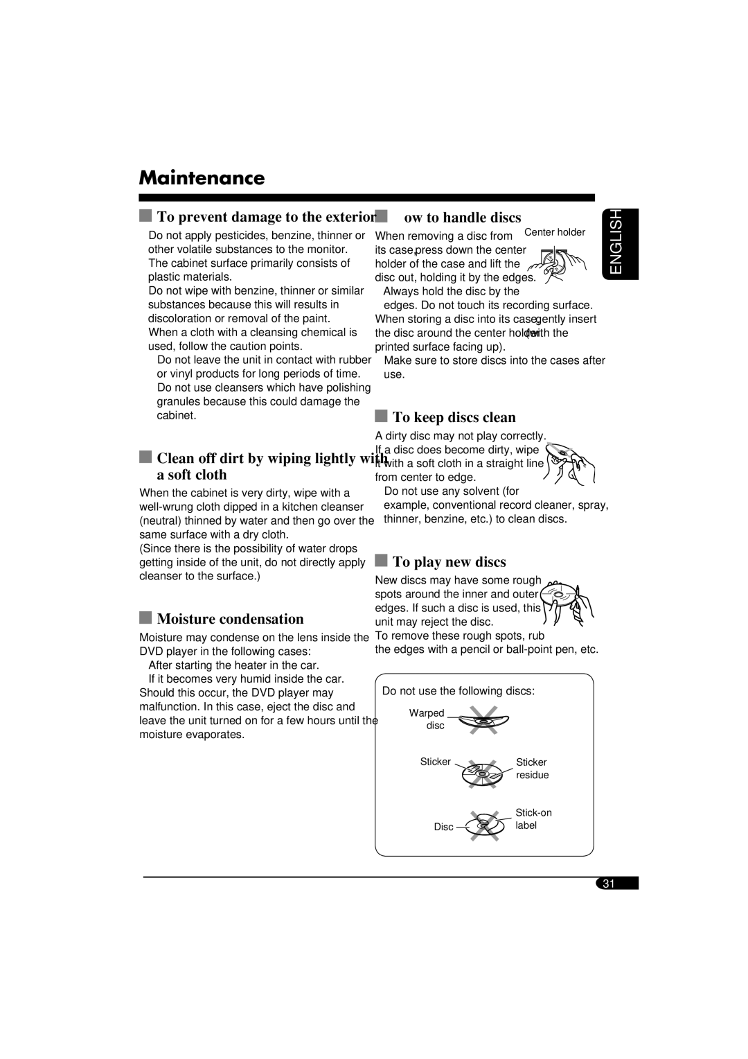 JVC KV-MRD900 manual Maintenance 