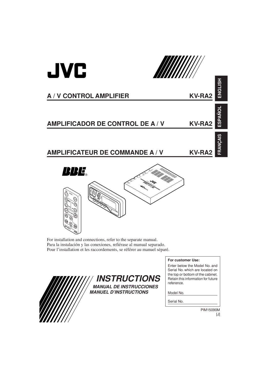 JVC KV-RA2 manual Instructions, Manual DE Instrucciones Manuel D’INSTRUCTIONS 