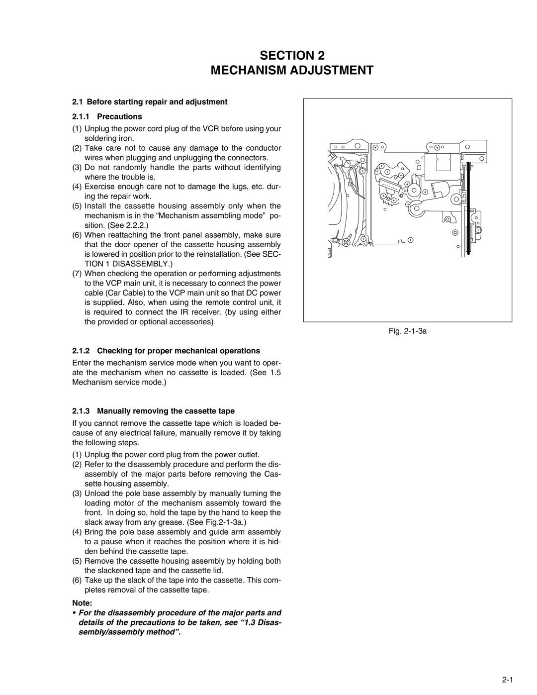 JVC KV-V8 service manual Before starting repair and adjustment Precautions, Checking for proper mechanical operations 