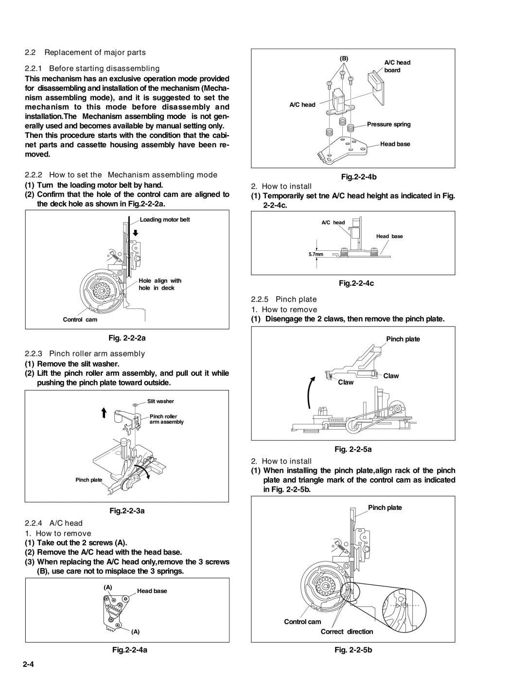 JVC KV-V8 service manual Replacement of major parts Before starting disassembling, How to set the Mechanism assembling mode 