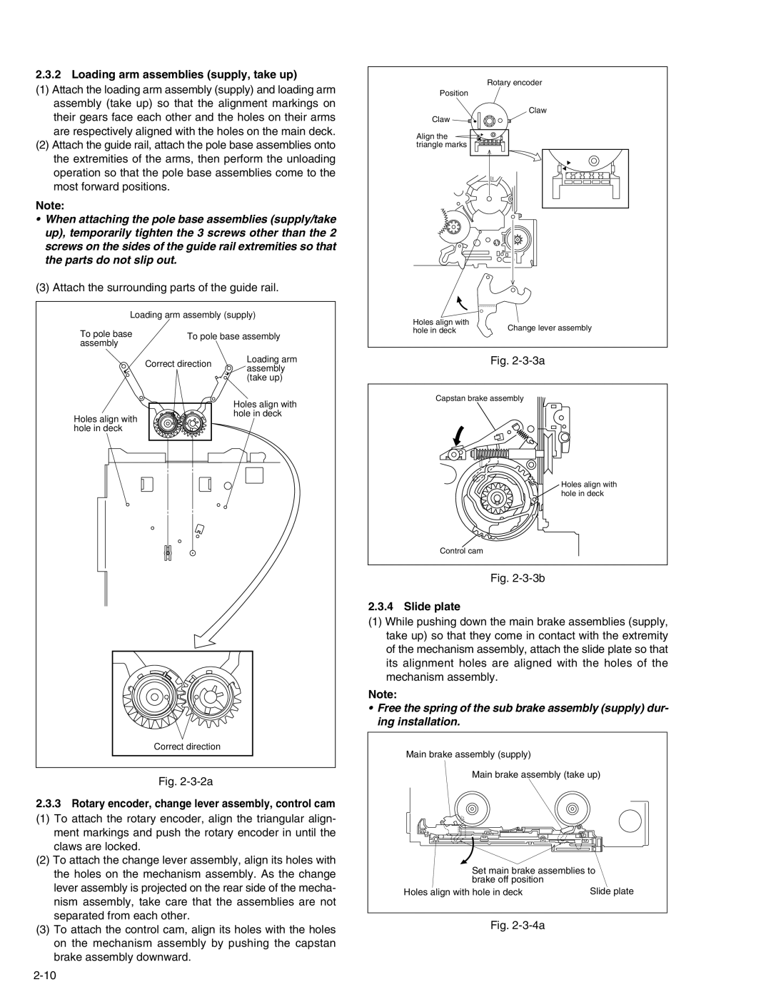 JVC KV-V8 service manual Loading arm assemblies supply, take up, Attach the surrounding parts of the guide rail 