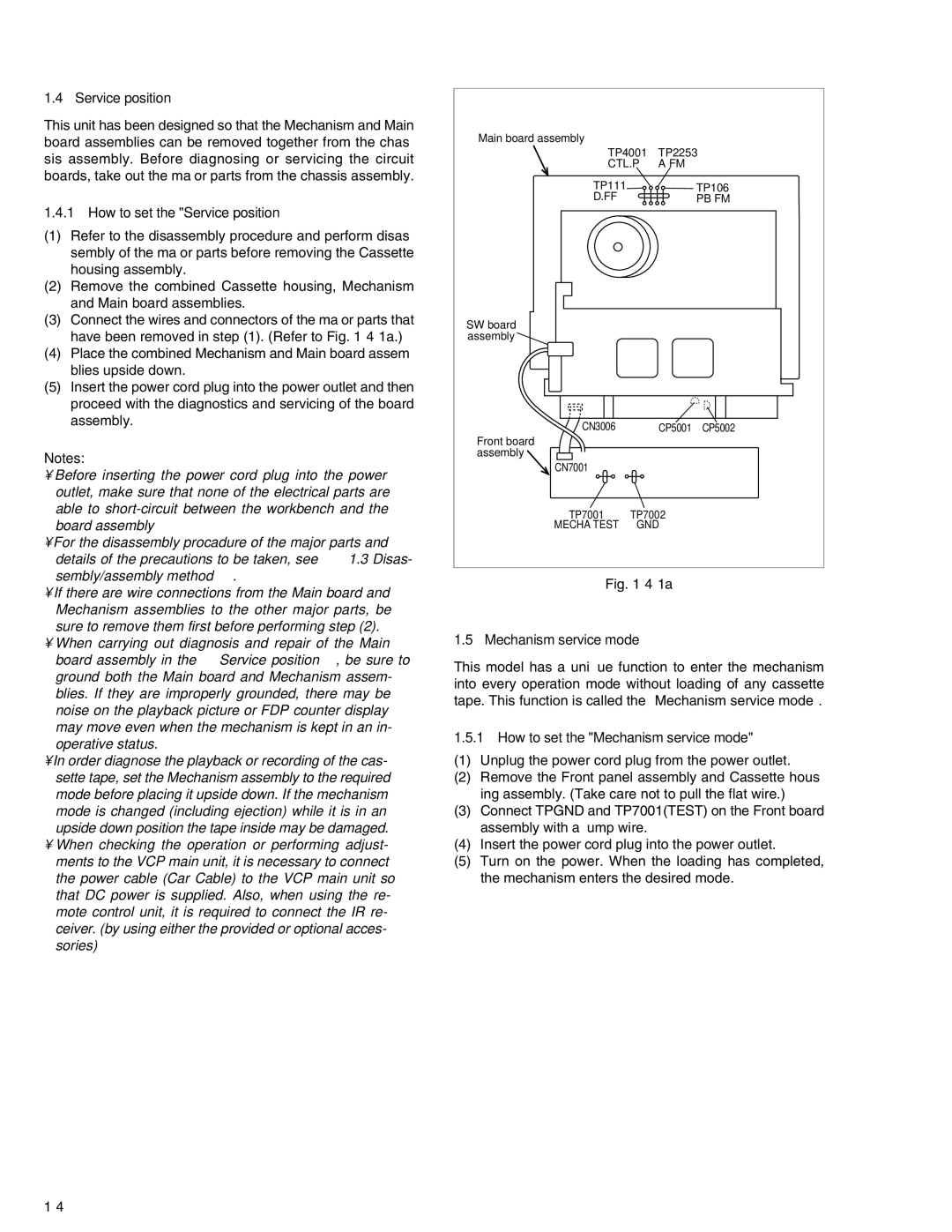 JVC KV-V8 service manual How to set the Service position, How to set the Mechanism service mode 