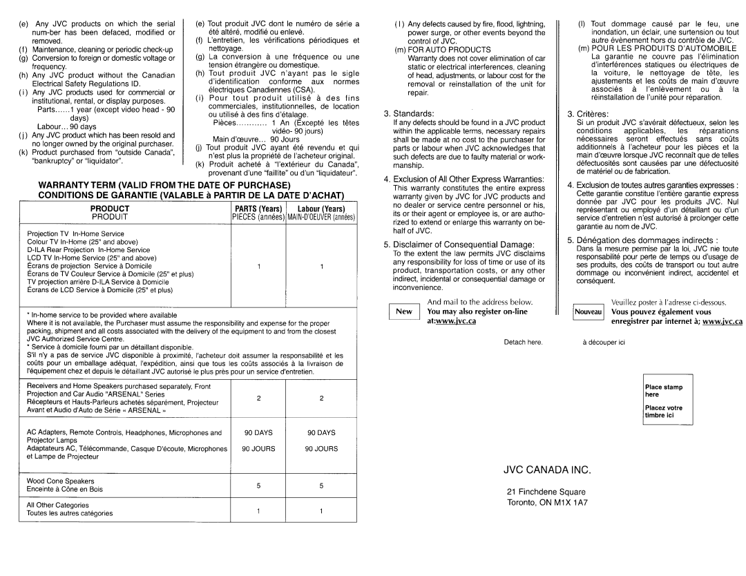 JVC KW-AVX830, KW-AVX838 manual Pour tout produit utilise a des fins 