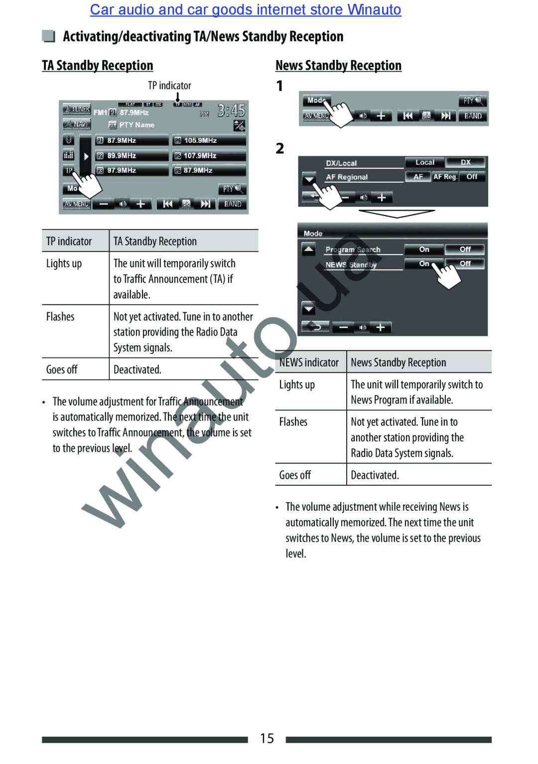 JVC KW-AVX846 user manual Activating/deactivating TA/News Standby Reception, TP indicator 