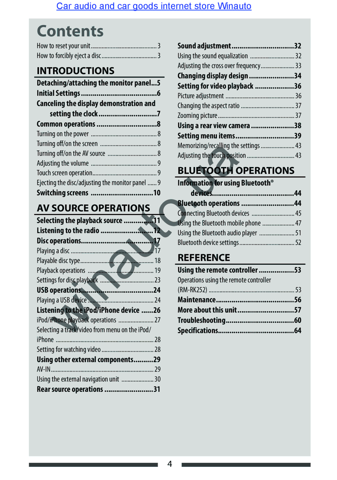 JVC KW-AVX846 user manual Contents 