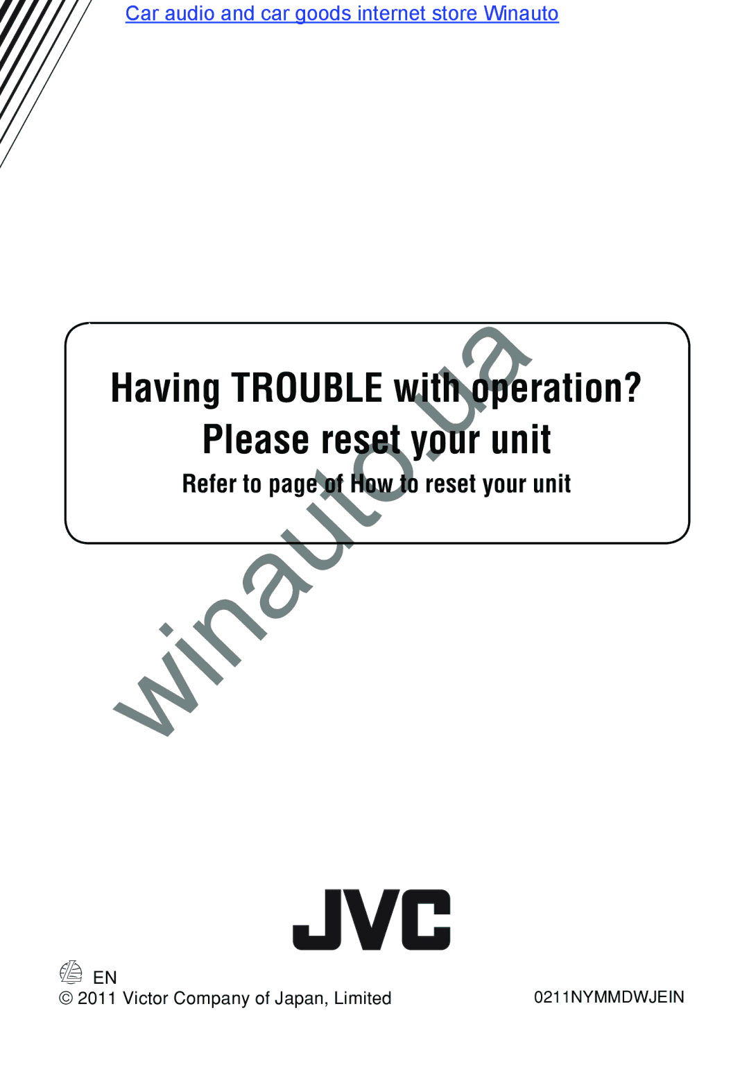 JVC KW-AVX846 user manual Having Trouble with operation? Please reset yo r unit 