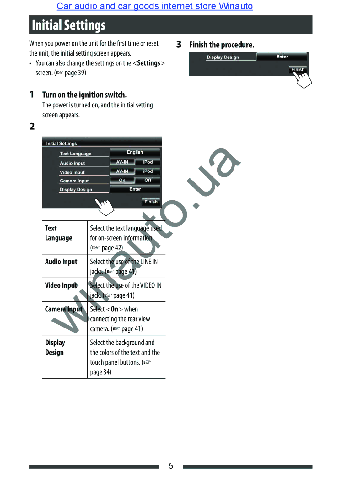 JVC KW-AVX846 user manual Initial Settings, Turn on the ignition switch 