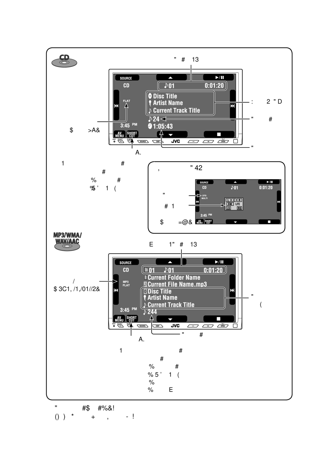 JVC KW-AVX900 manual While playing a DTS-CD 