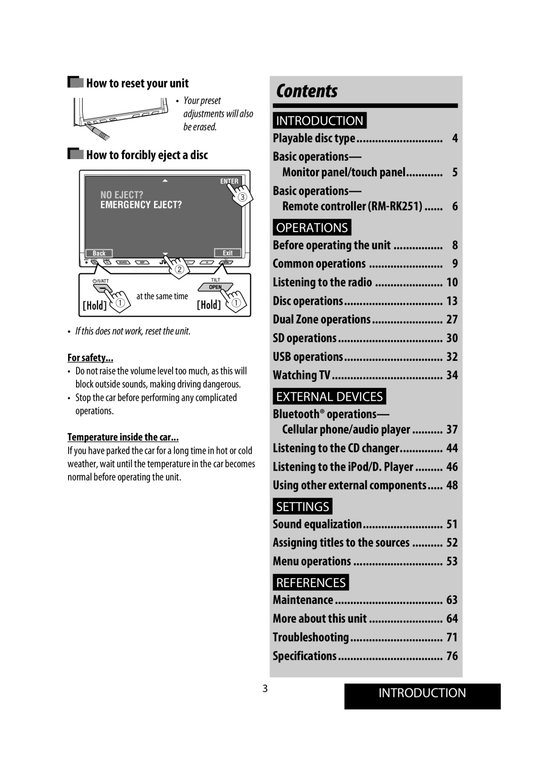 JVC KW-AVX900 manual Contents 