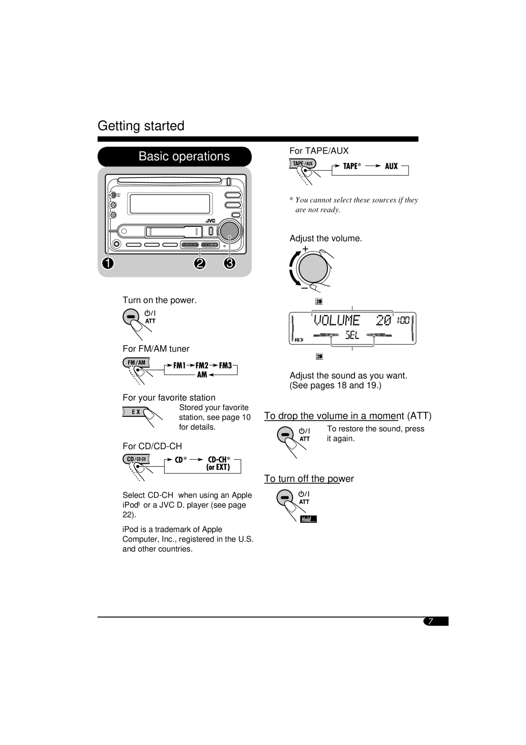 JVC W-XC406, KW-XC405 manual Getting started 