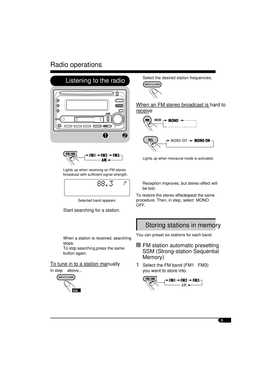 JVC W-XC406, KW-XC405 manual Radio operations 