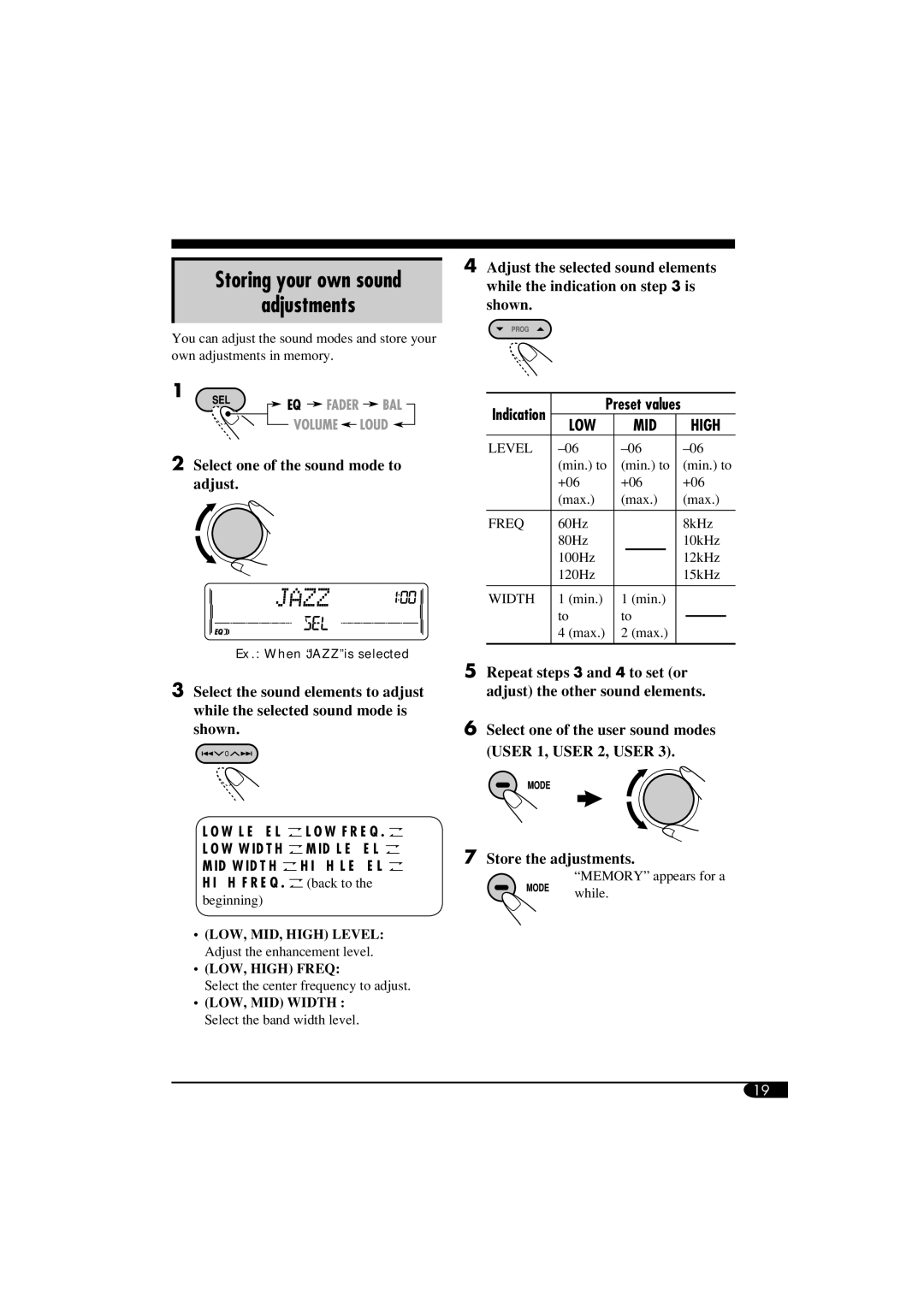 JVC W-XC406, KW-XC405 manual Adjustments 