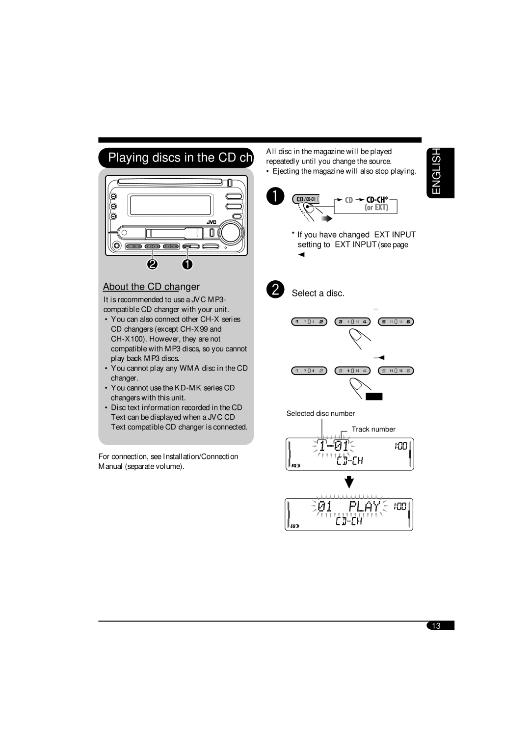 JVC KW-XC400, KW-XC410 manual About the CD changer 