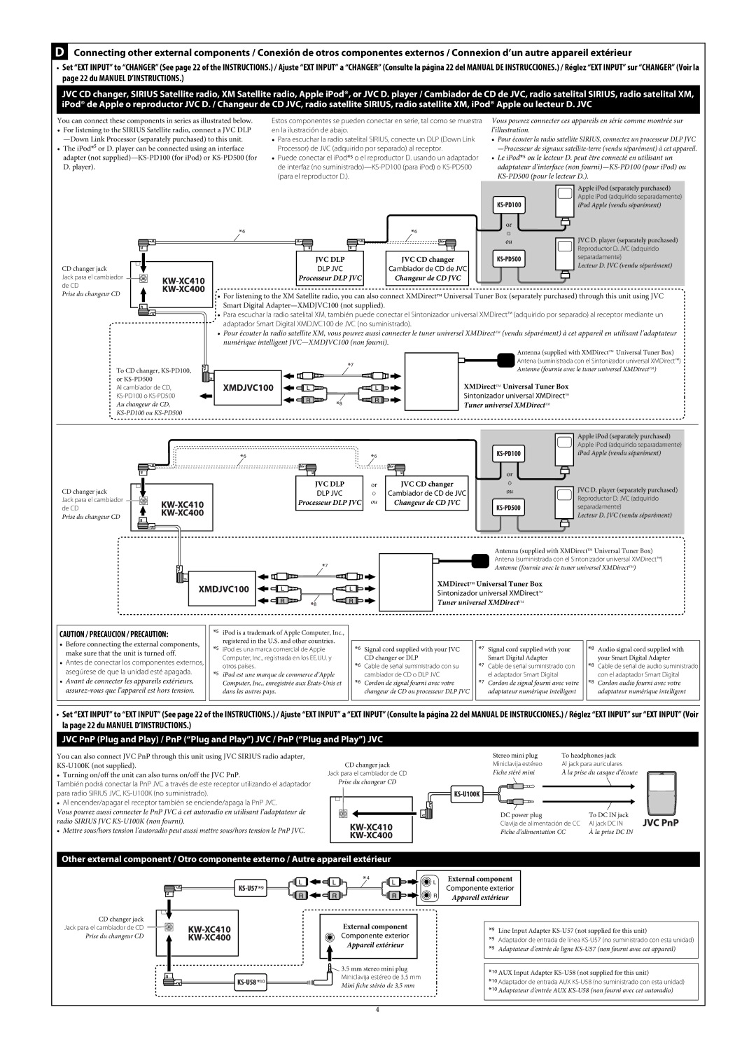 JVC KW-XC410, KW-XC400 manual Processeur DLP JVC Changeur de CD JVC 