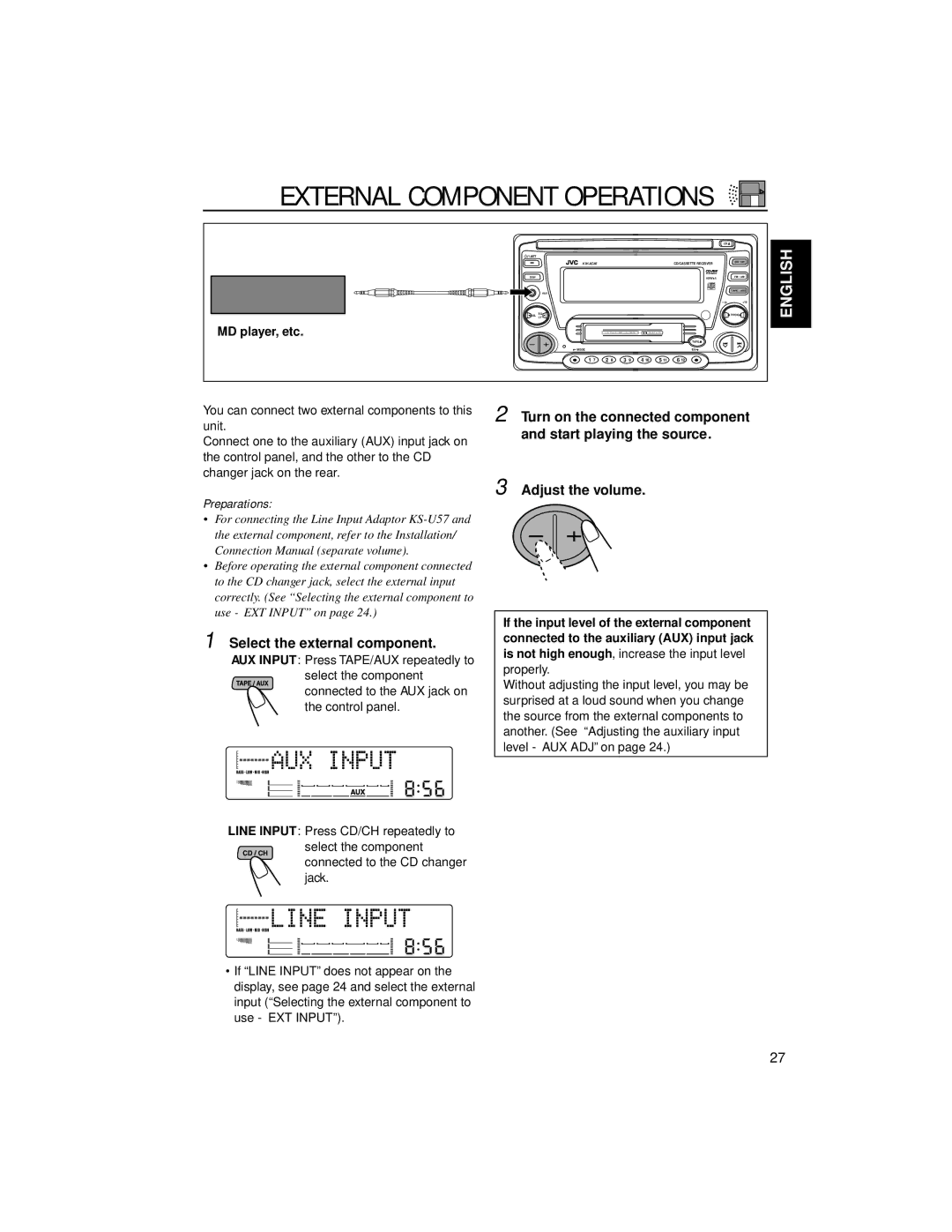 JVC KW-XC88 manual External Component Operations, Select the external component 