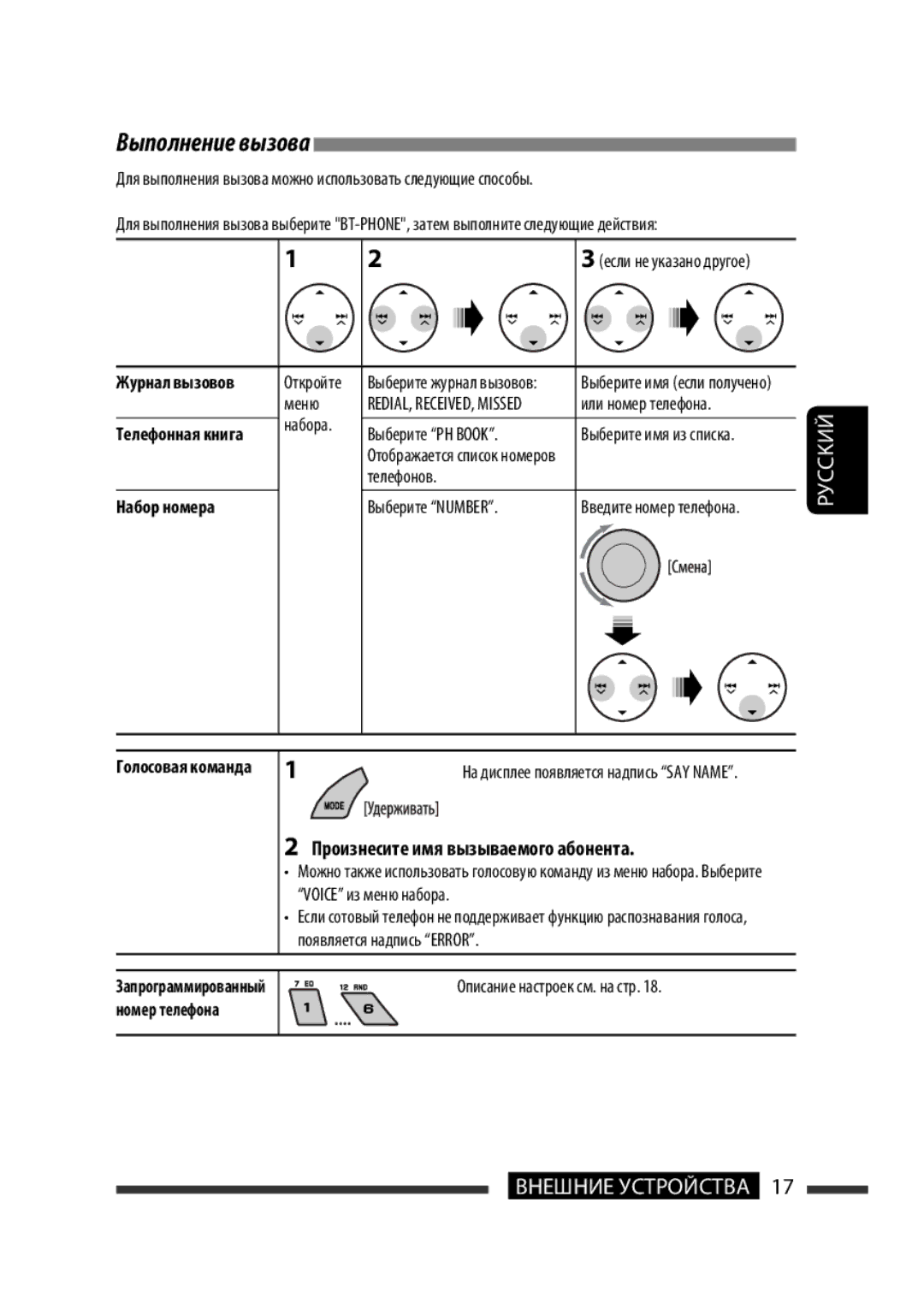 JVC KW-XG701 manual Выполнение вызова, Произнесите имя вызываемого абонента, Набор номера 