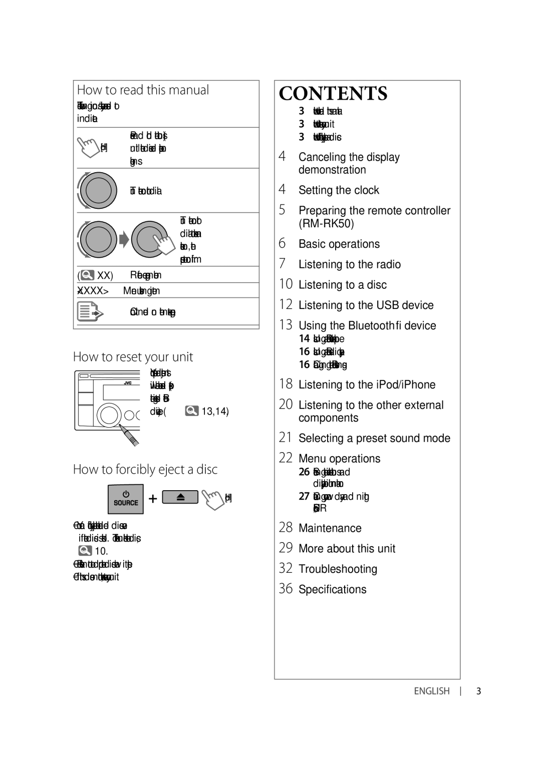 JVC KW-XR614, KW-XR616 manual Contents 