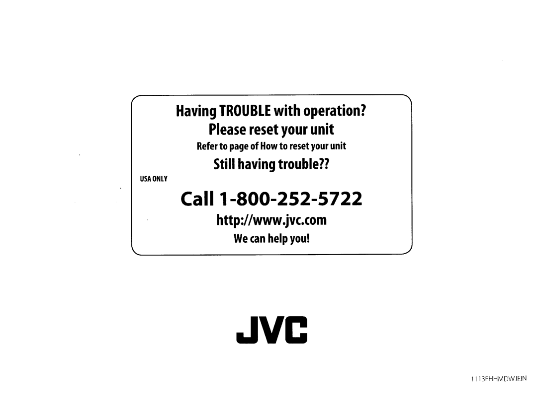 JVC KWV20BT instruction manual Jvc 