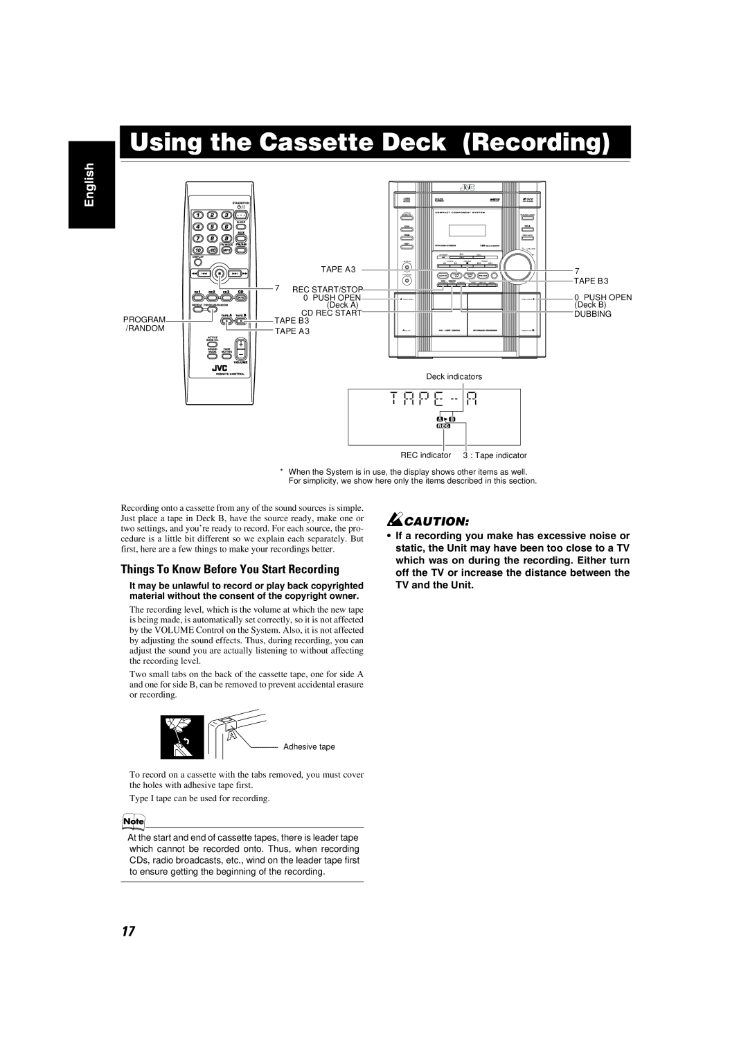 JVC KX-KC15, MX-KC2 manual Using the Cassette Deck Recording, Things To Know Before You Start Recording 