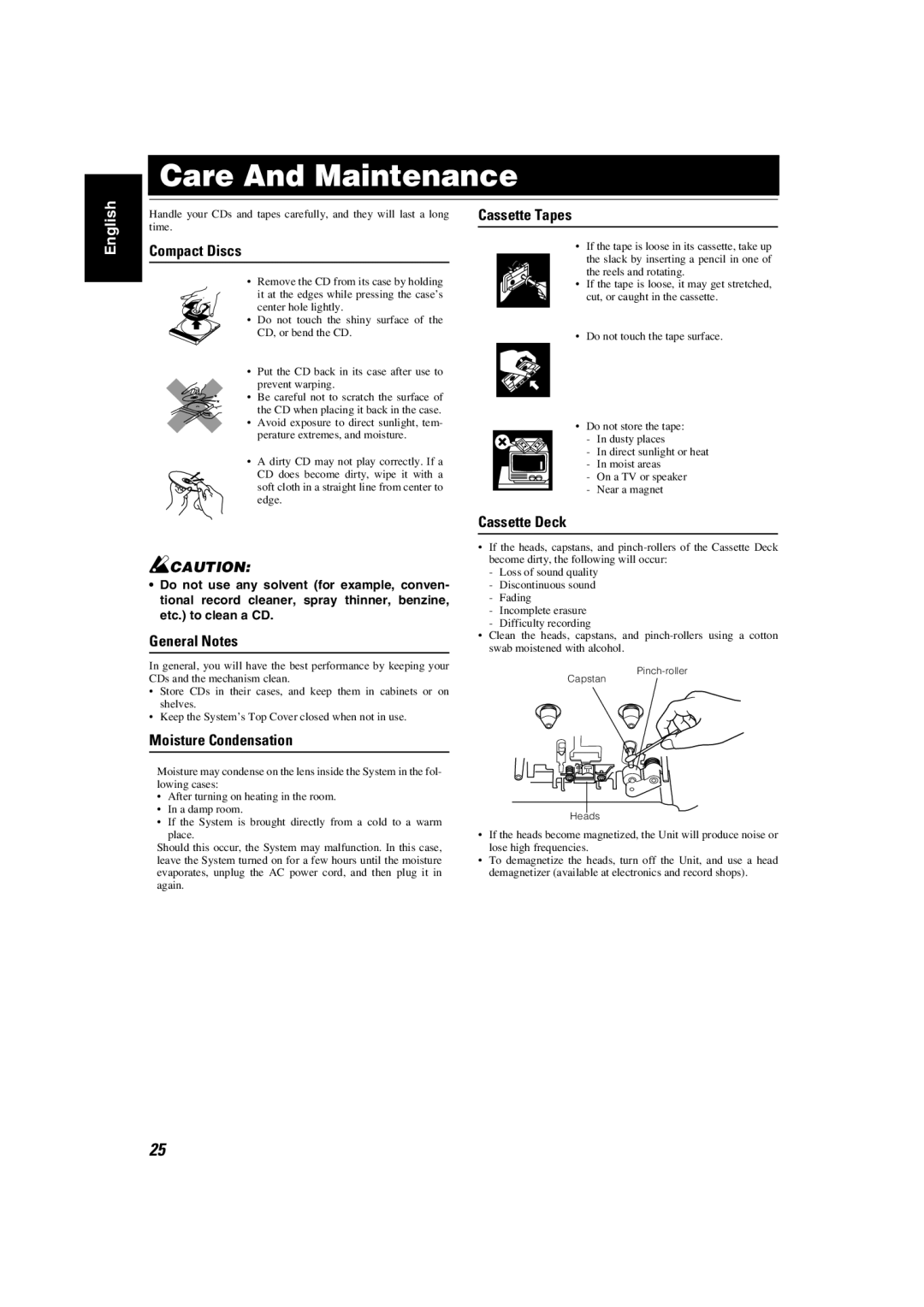 JVC KX-KC15, MX-KC2 manual Care And Maintenance 