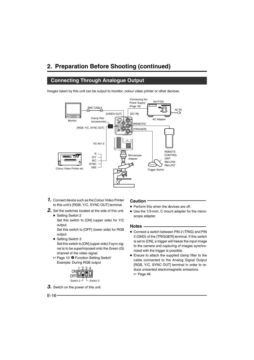 JVC KY-F550 instruction manual Preparation Before Shooting, Connecting Through Analogue Output 