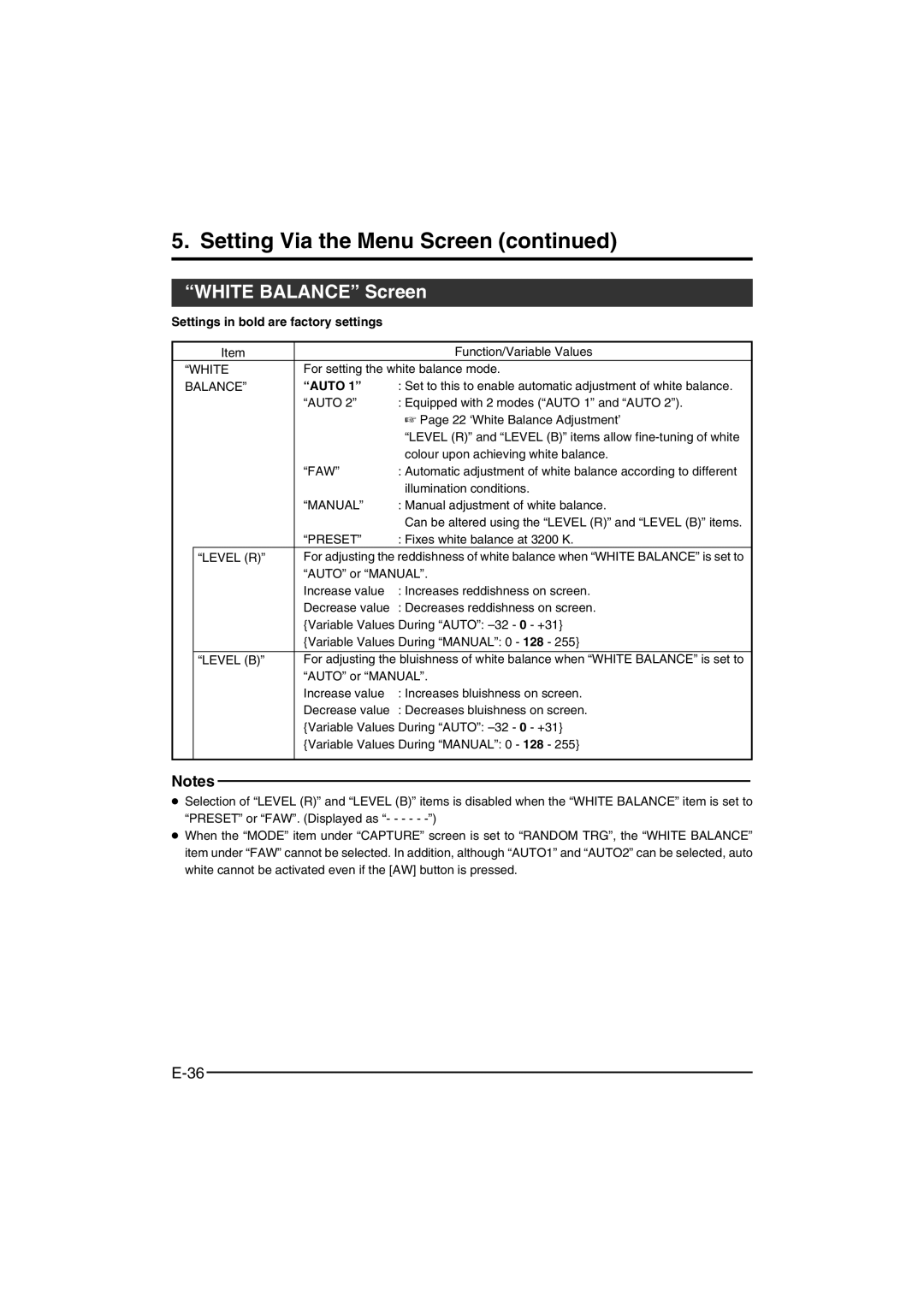 JVC KY-F550 instruction manual White Balance Screen, Auto 