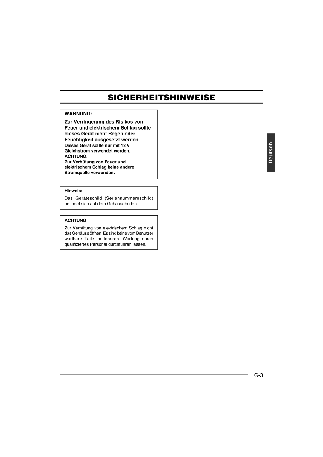 JVC KY-F550 instruction manual Achtung, Hinweis 