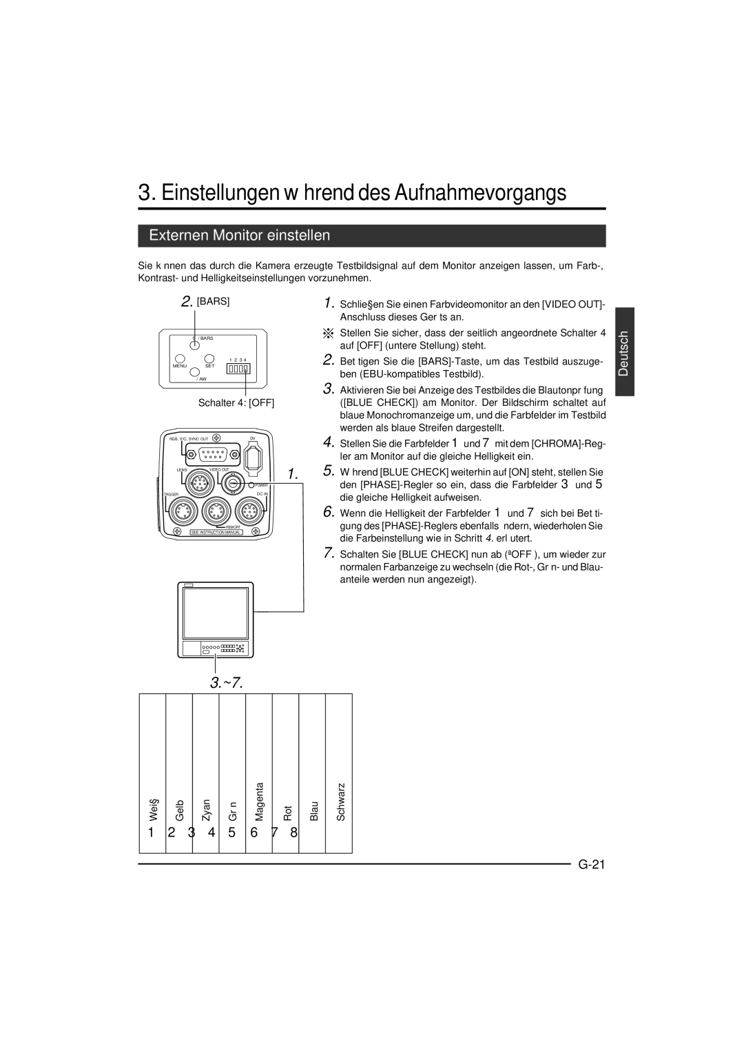 JVC KY-F550 instruction manual Externen Monitor einstellen 