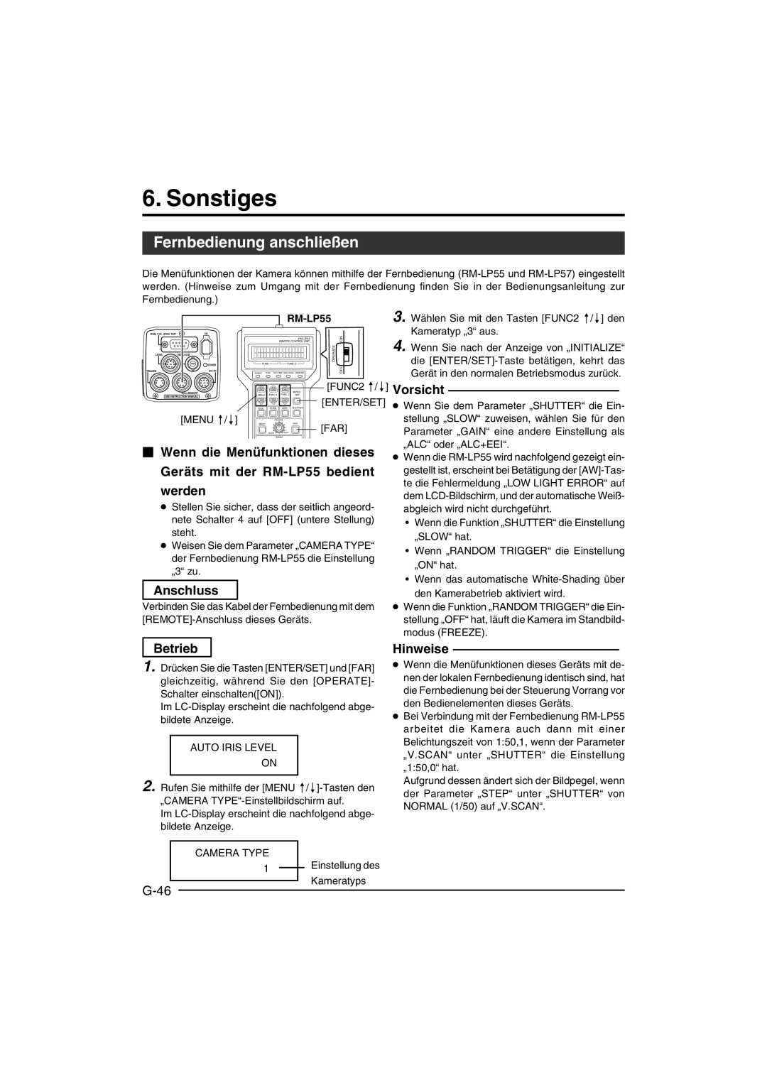 JVC KY-F550 instruction manual Sonstiges, Fernbedienung anschließen 