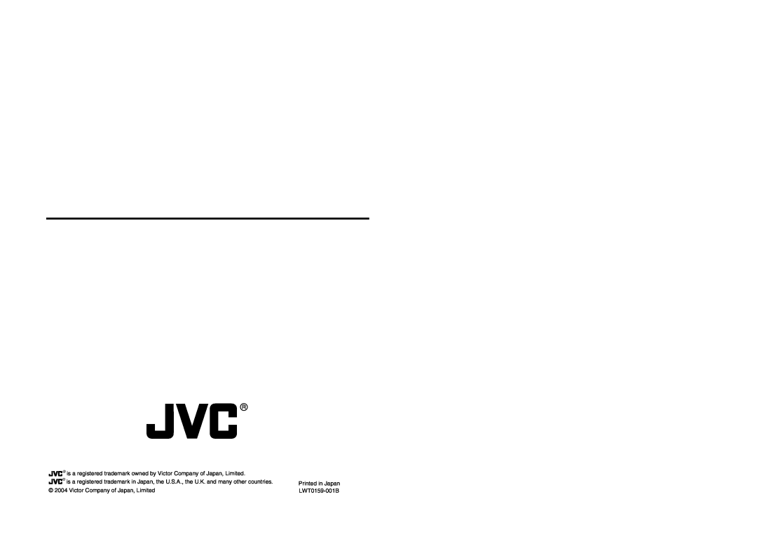 JVC KY-F550E is a registered trademark owned by Victor Company of Japan, Limited, Printed in Japan LWT0159-001B 