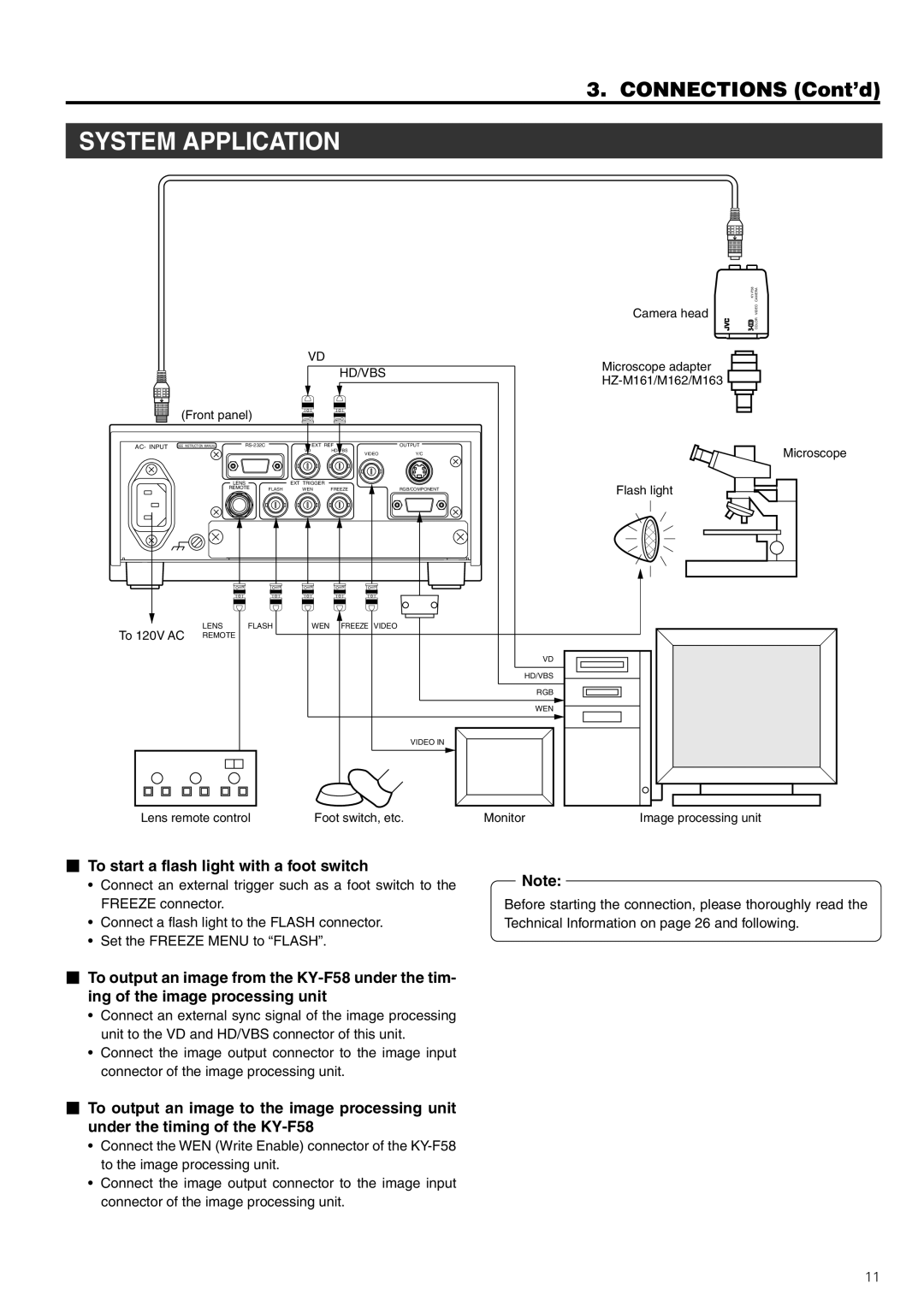 JVC KY-F58 instruction manual System Application,  To start a flash light with a foot switch, Hd/Vbs 