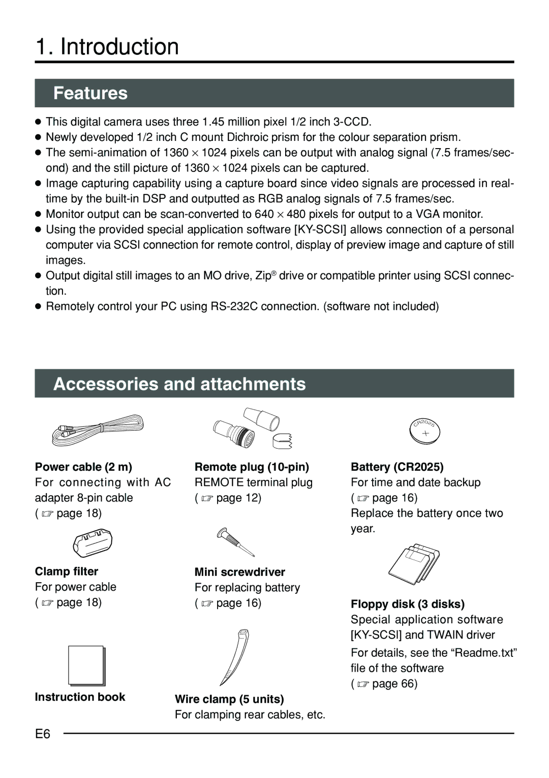 JVC KY-F70B manual Introduction, Features, Accessories and attachments 