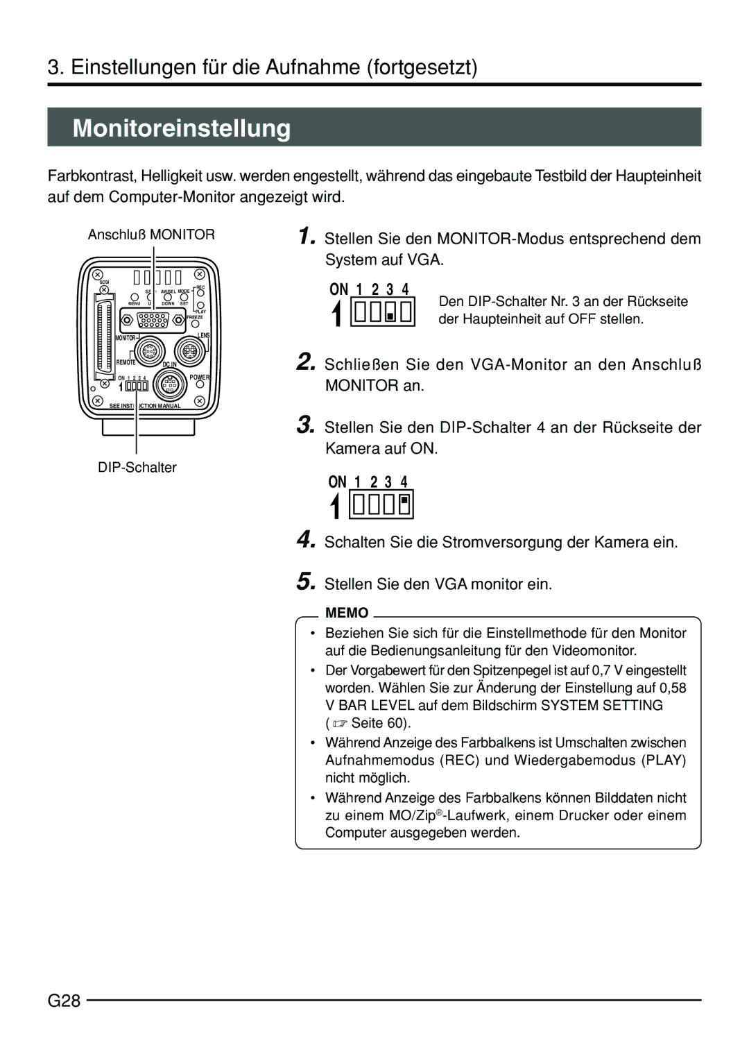 JVC KY-F70B manual Monitoreinstellung, G28 