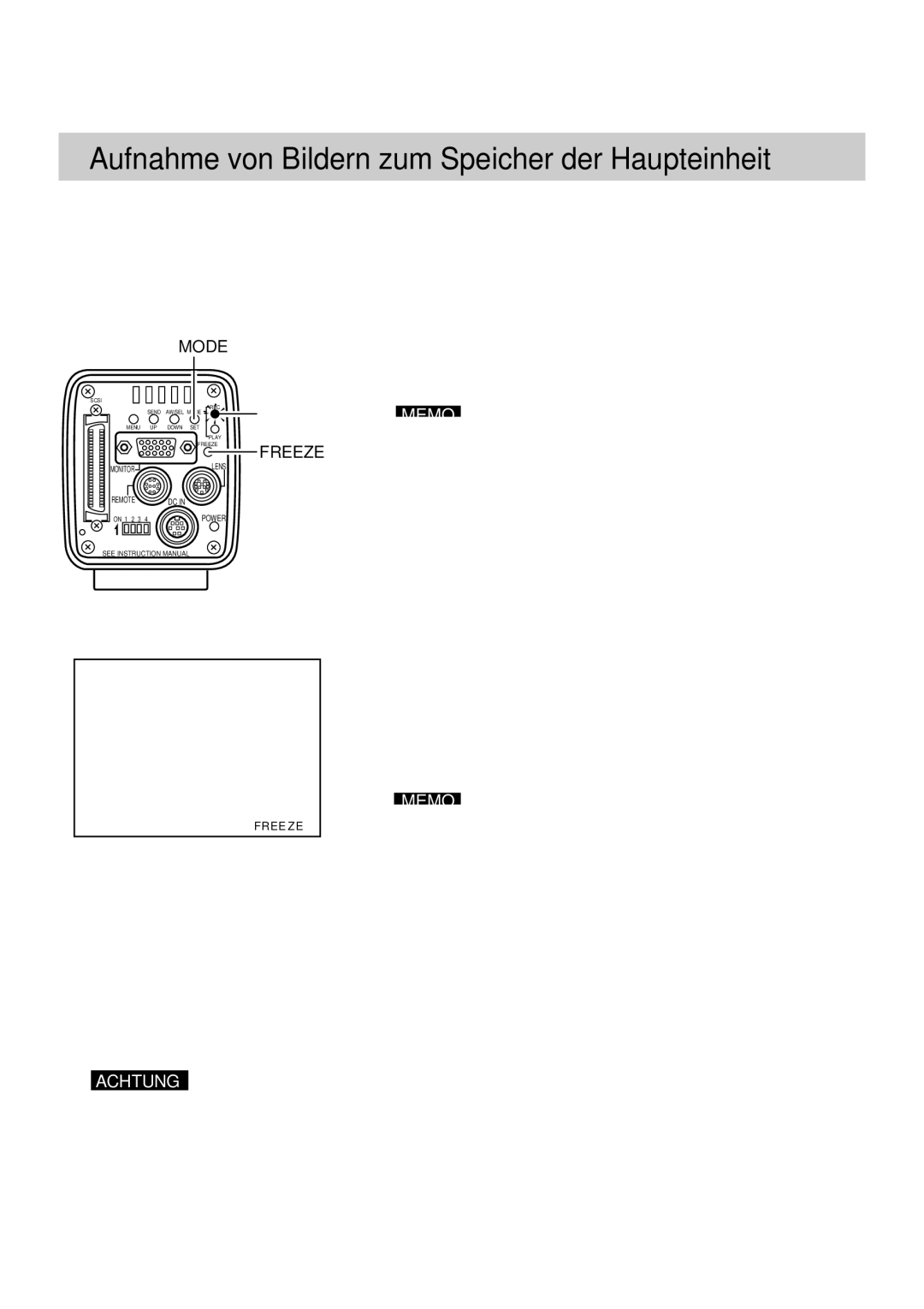 JVC KY-F70B manual Grundbetrieb, Aufnahme von Bildern zum Speicher der Haupteinheit, G36, Anzeige Freeze 