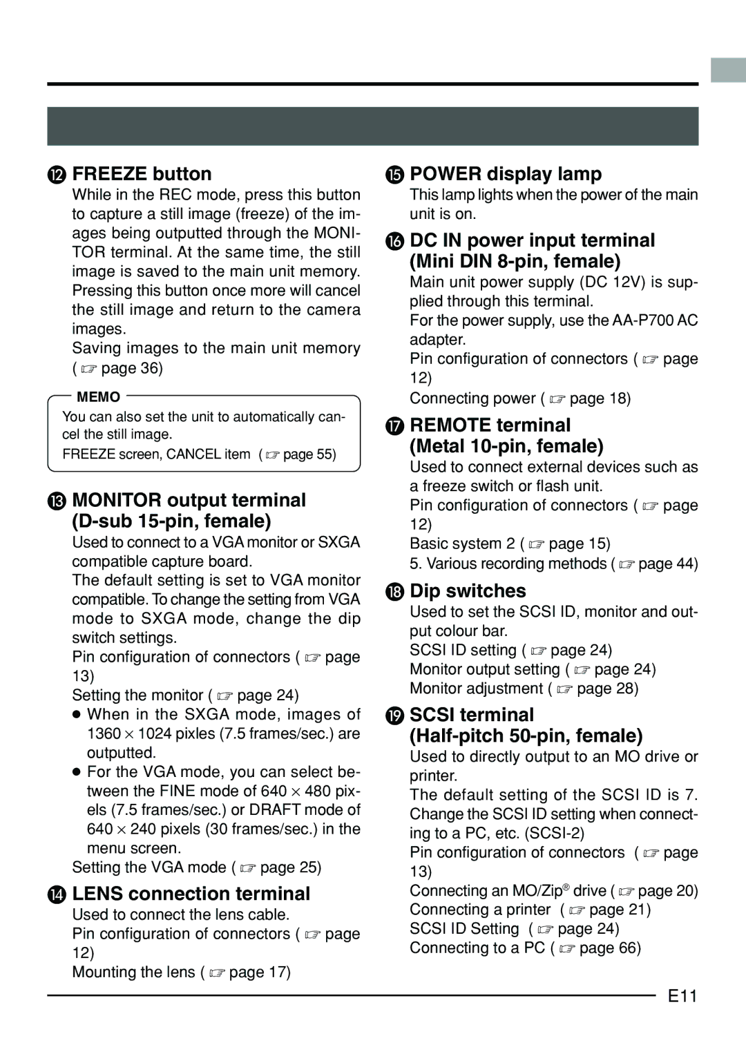 JVC KY-F70B manual E11, Menu screen Setting the VGA mode , This lamp lights when the power of the main unit is on 